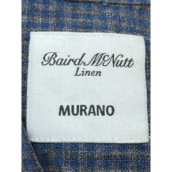 Baird McNutt Men's Linen Mini Check Button-Up Summer Vacation Cruise Shirt - L - Picture 2 of 7